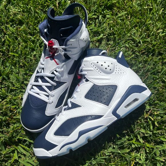 CLEAN Air Jordan 6 size 12 Womens Olympic 2024 Blue shoes - Picture 1 of 10